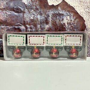Disney Mickey Mouse Ears Santa Belt Place Card Holders Set of 4 Ornaments NIP